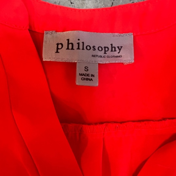 Philosophy Bright Pink/Coral Flowy High/Low Sleeveless Shirt Size Small - Picture 3 of 3